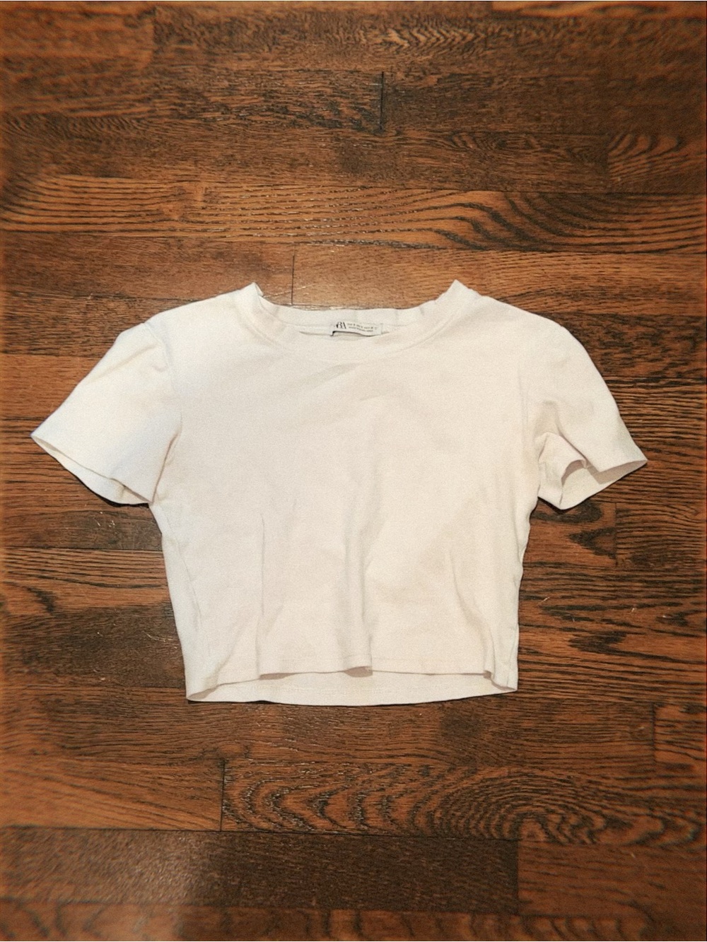 Zara Basic Crewneck Crop Top - White